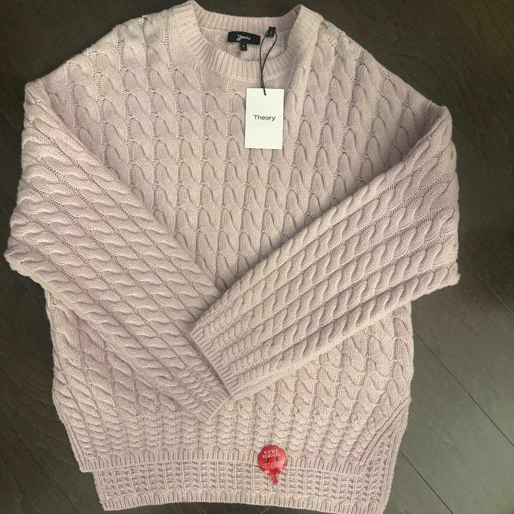 ✨ NWT Theory Karenia CA Felted Wool Sweater – Dried Petal – Size M